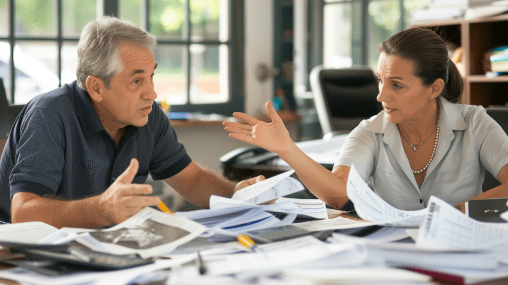 colleagues in conversation sitting on a table
